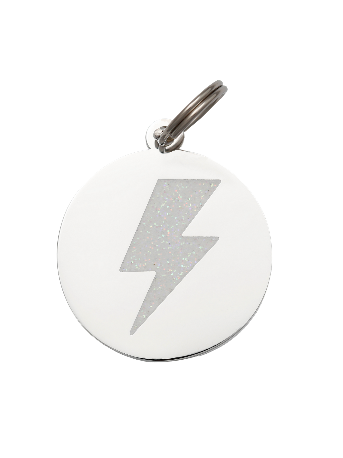 Lightning Bolt Pet ID Tag: White & Gold
