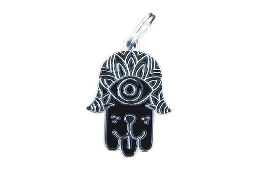 Hamsa Pet ID Tag: Black & Gold