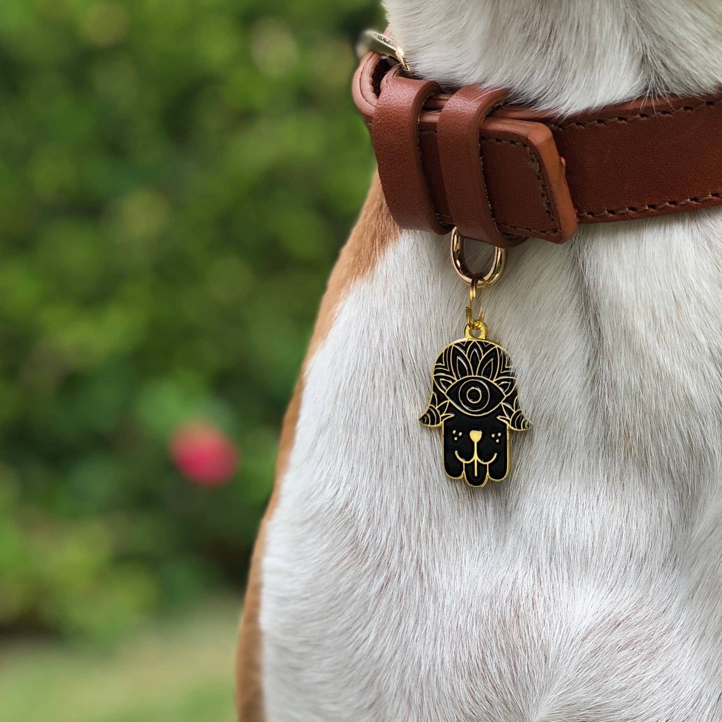 Hamsa Pet ID Tag: Black & Gold