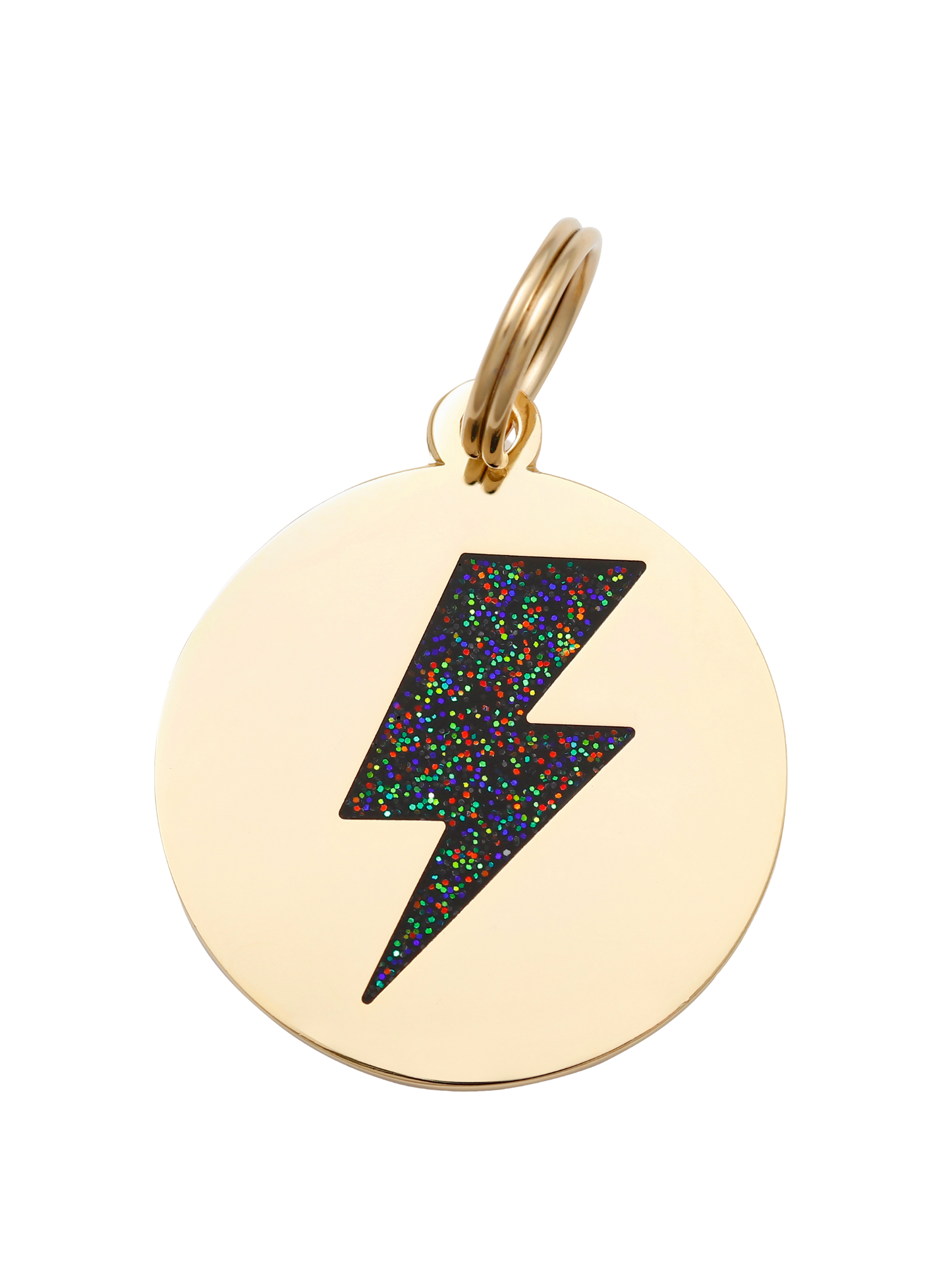 Lightning Bolt Pet ID Tag: Black & Gold