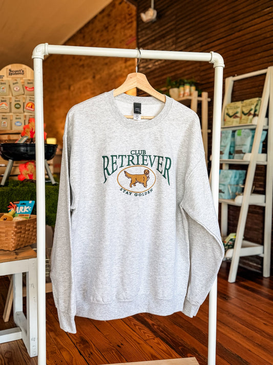 Embroidered Retriever Club Sweatshirt: ASH GREY
