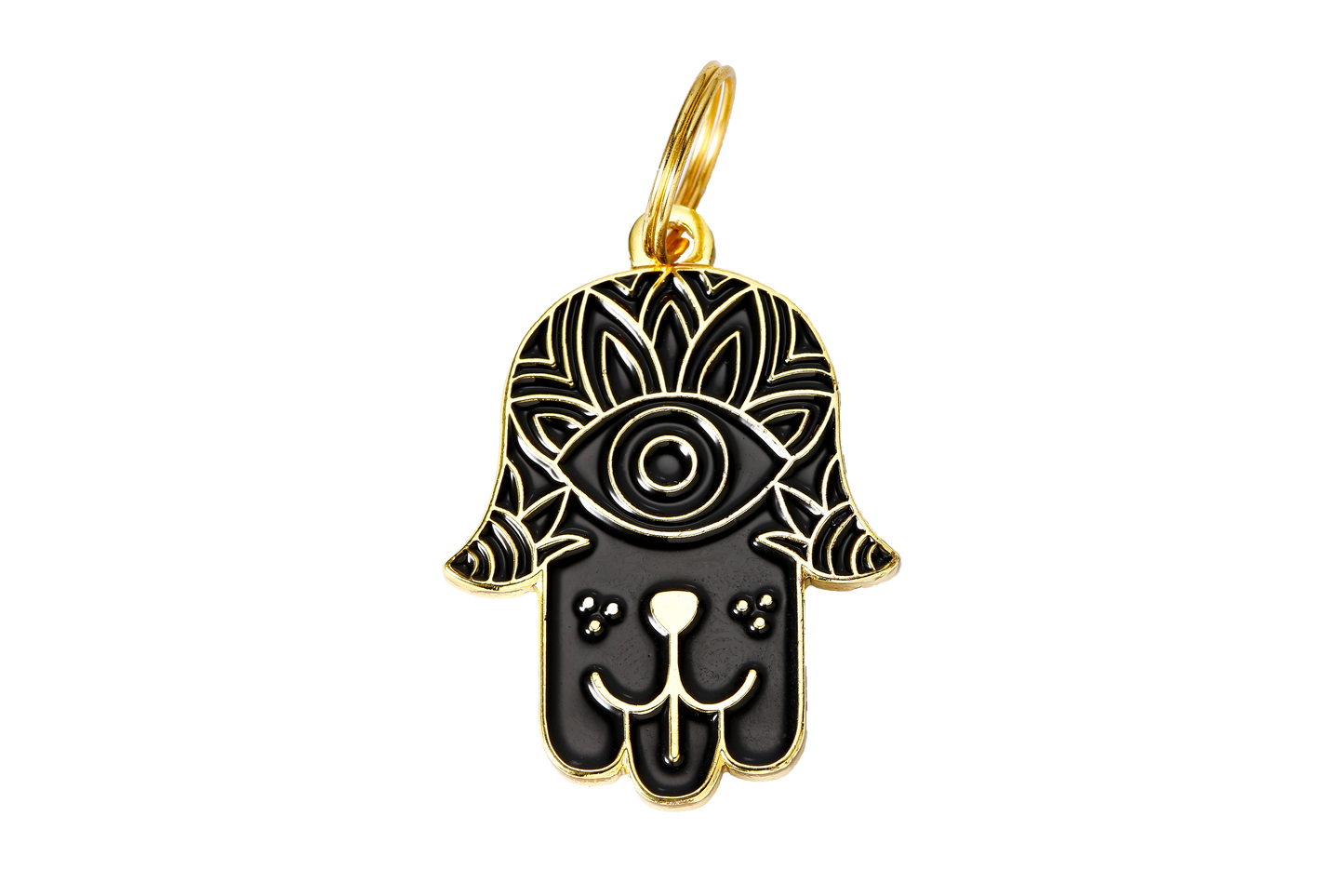 Hamsa Pet ID Tag: Black & Gold