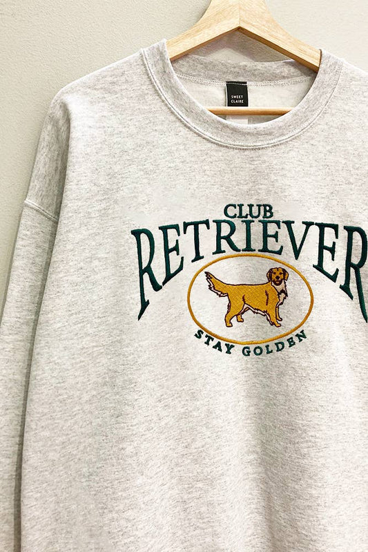 Embroidered Retriever Club Sweatshirt: ASH GREY