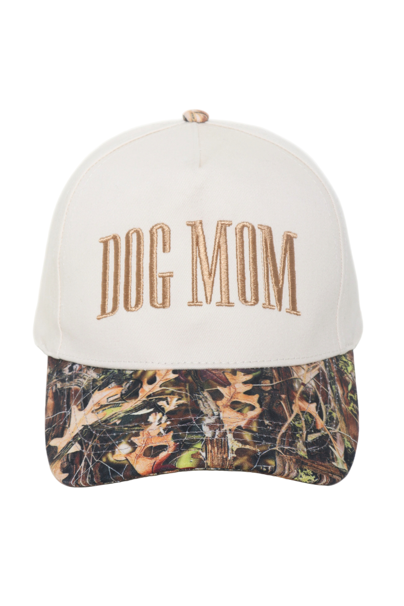 DOG MOM Baseball Cap: White Camo