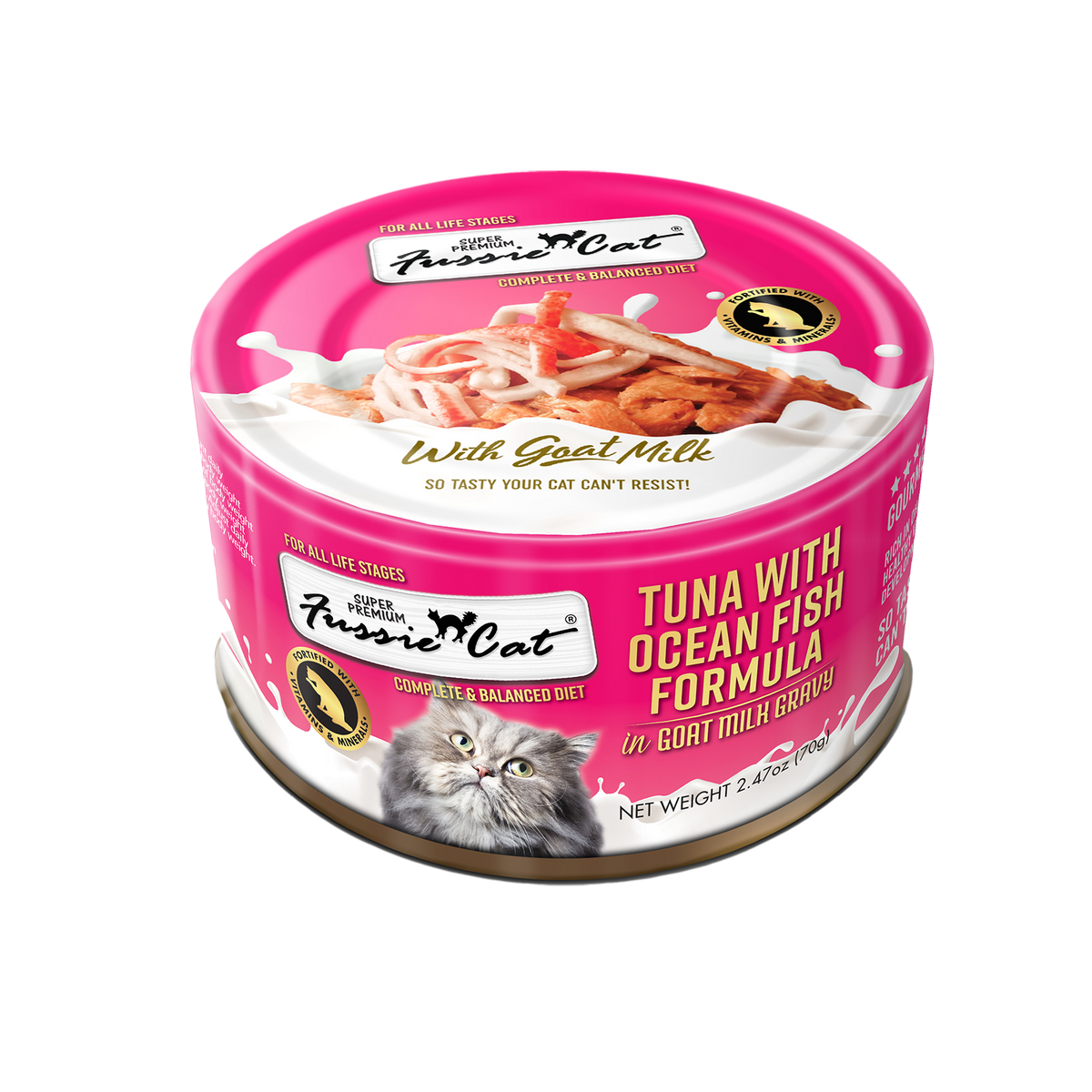 Fussie Cat Premium Tuna with Ocean Fish in Goat Milk Gravy - 2.47 oz