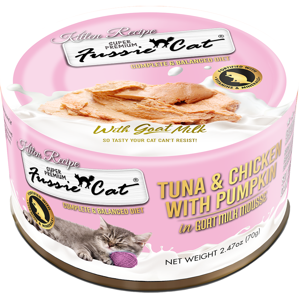 Fussie Cat Kitten Tuna & Chicken with Pumpkin in Goat Milk Mousse can