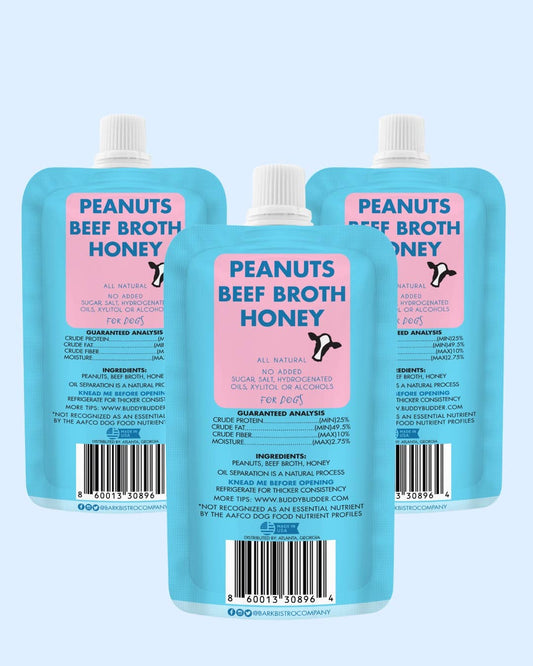 Dog Peanut Butter - 4oz Squeeze Packs Beef Broth Budder