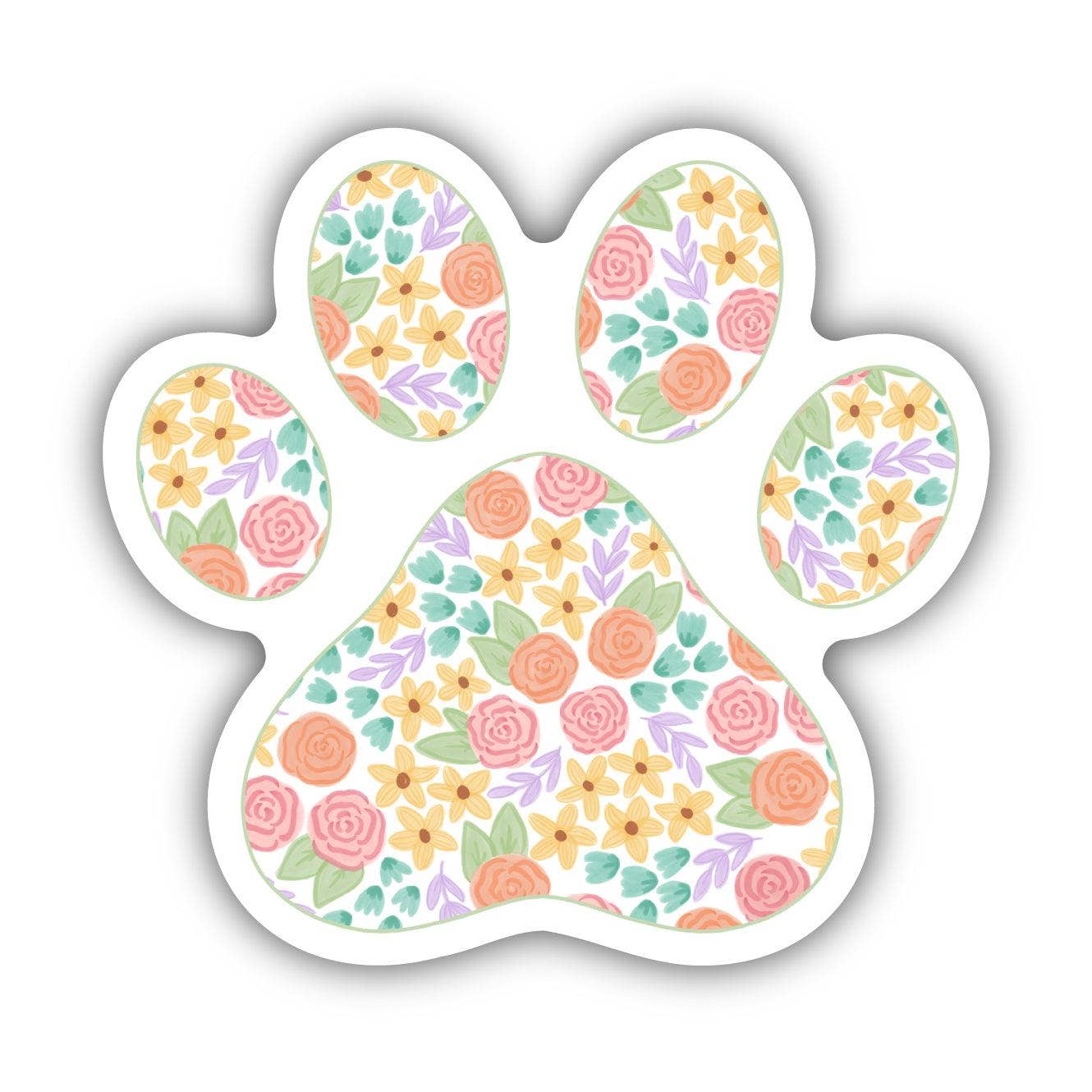 Floral Paw Print Sticker