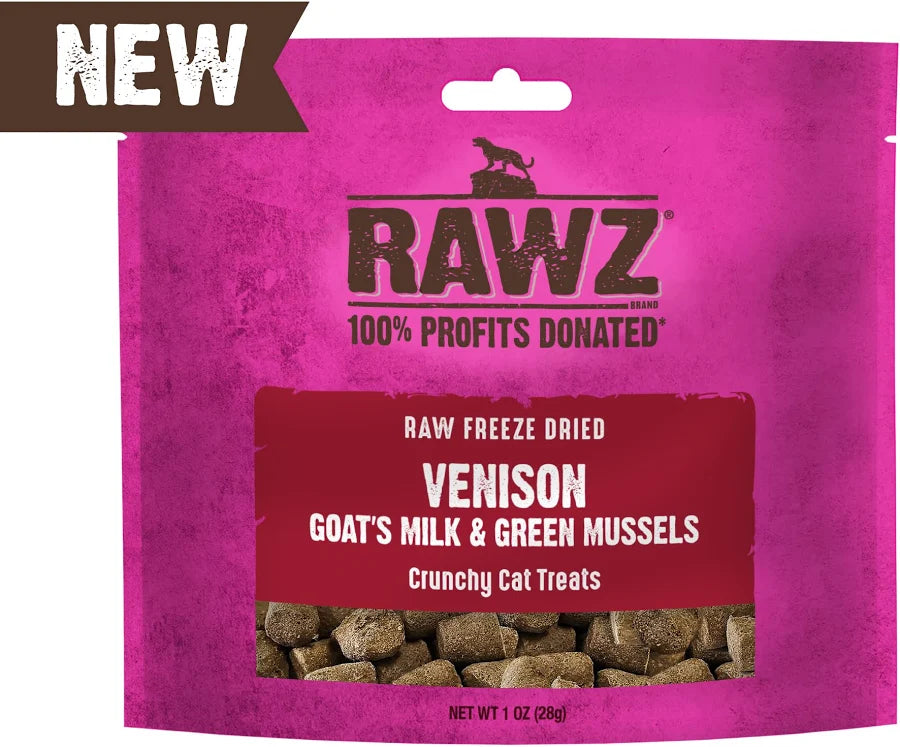 RAWZ Freeze-Dried Venison, Goat's Milk & Green Mussels Cat Treats - 1 oz