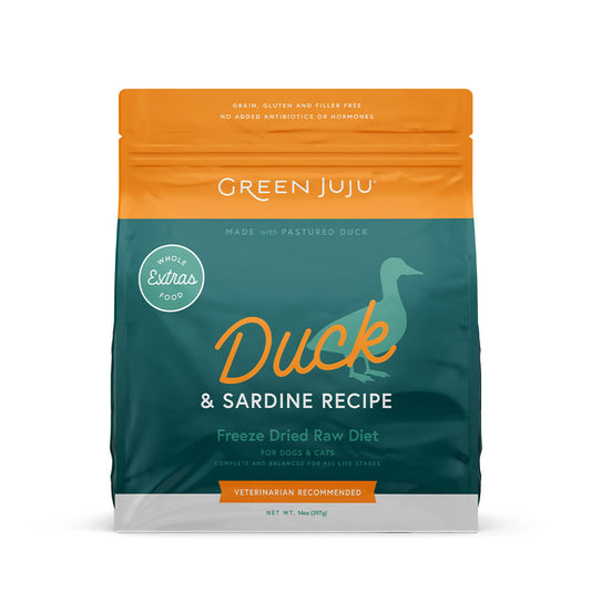 Green Juju Extras Duck and Sardine Freeze Dried Meal 14oz bag