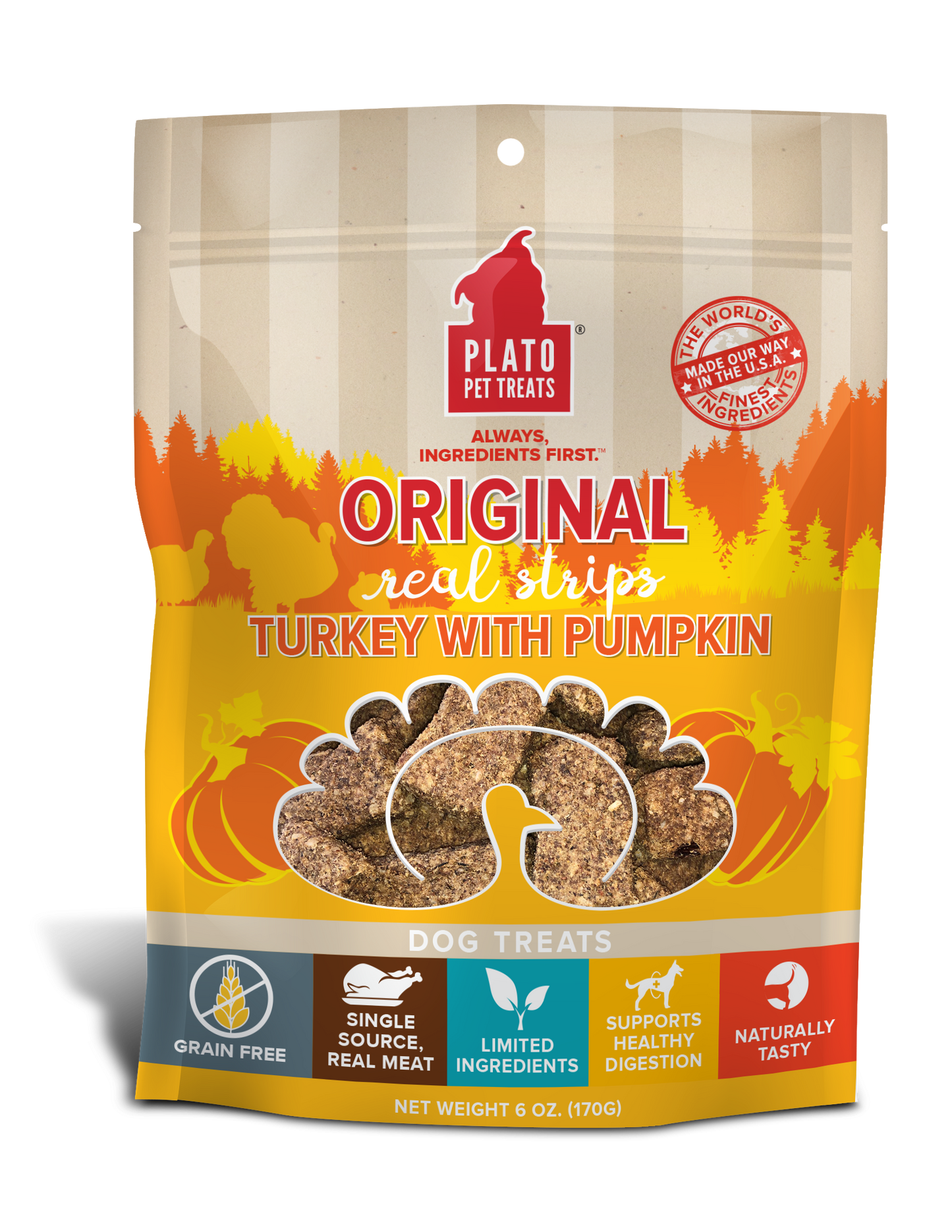 Plato Original Real Strips Turkey & Pumpkin 6oz