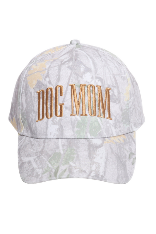 DOG MOM Baseball Cap: Beige Camo