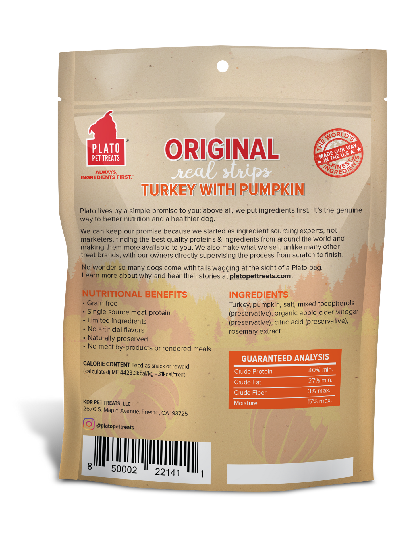 Plato Original Real Strips Turkey & Pumpkin 6oz