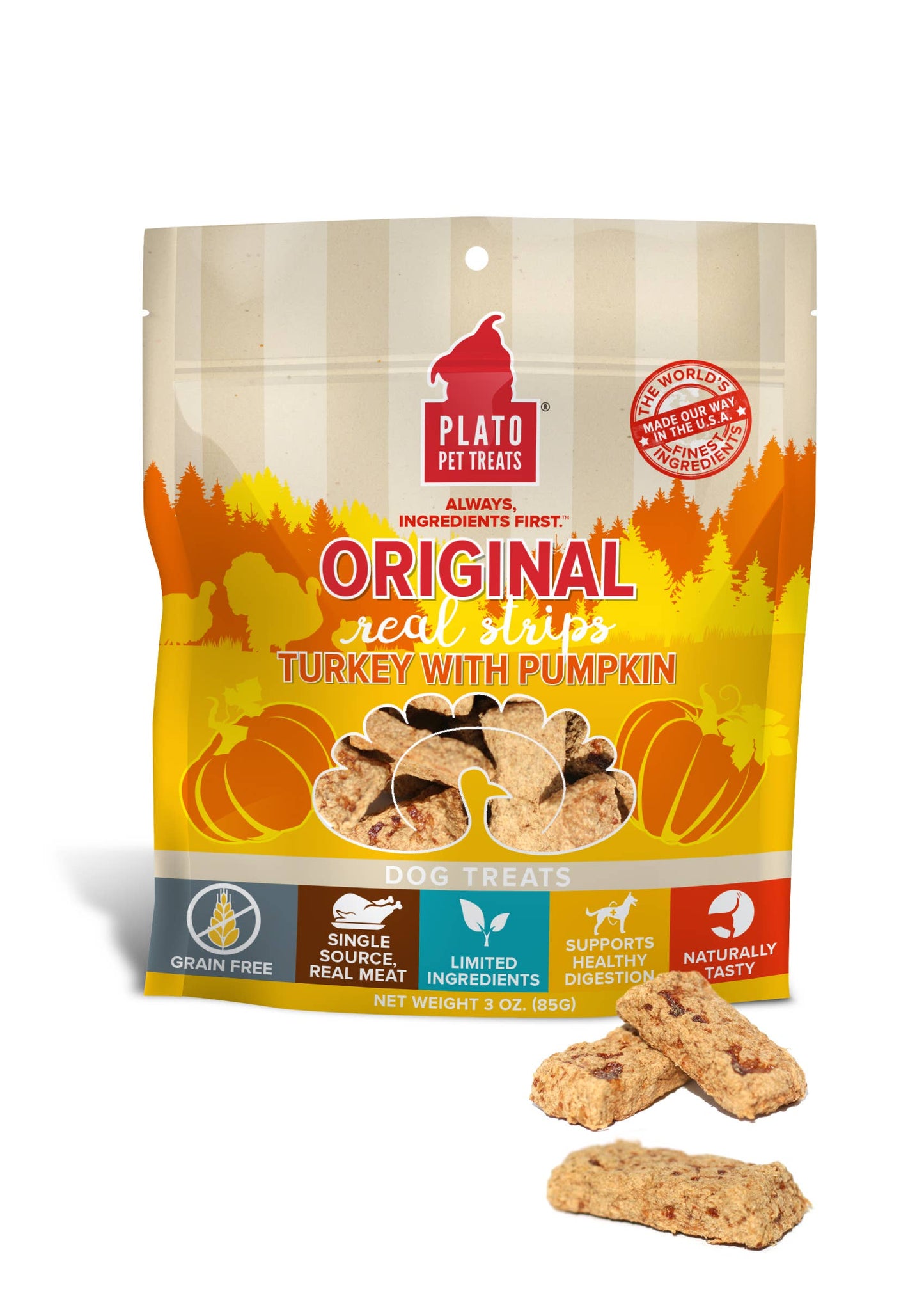 Plato Original Real Strips Turkey & Pumpkin 6oz