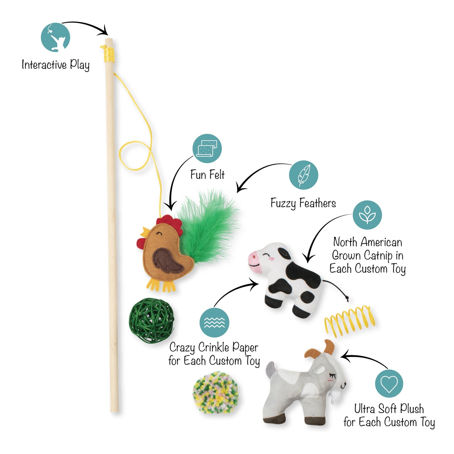 PASTURE PALS 6PC CAT TOY SET
