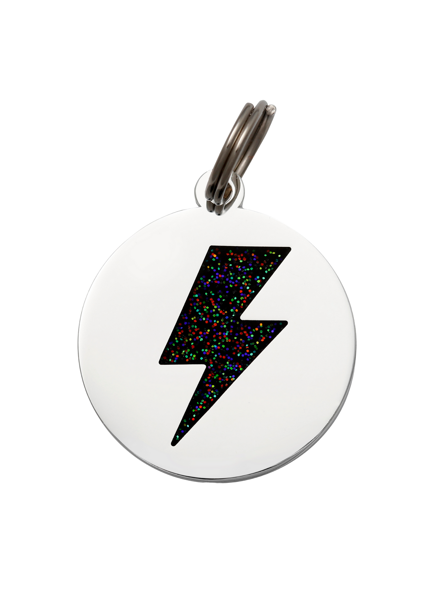 Lightning Bolt Pet ID Tag: White & Gold