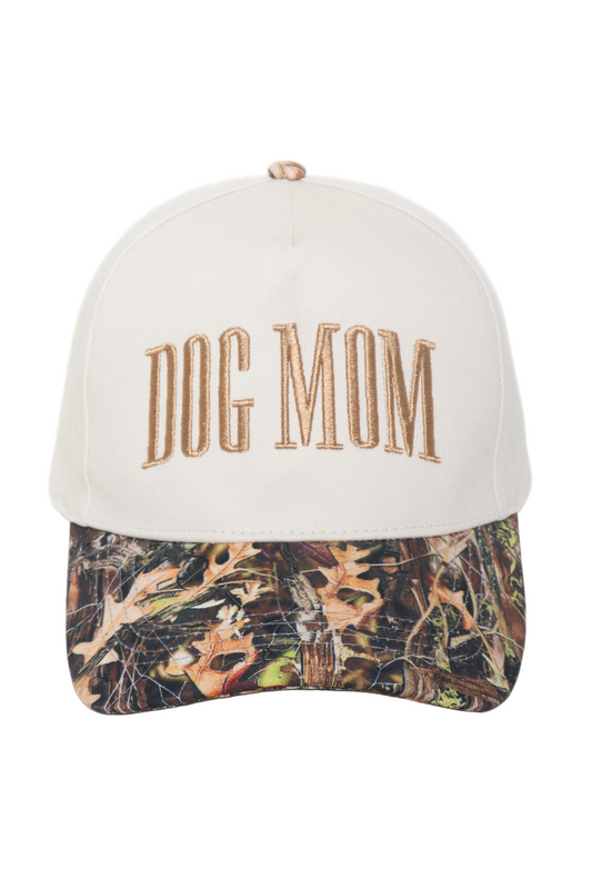DOG MOM Baseball Cap: White Camo
