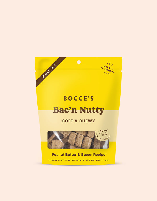 Bocce's Bakery Bac'n Nutty Soft & Chewy front of bag