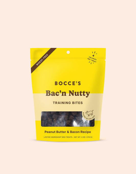 Bocce's Bakery Bac'n Nutty Training Bites front of bag