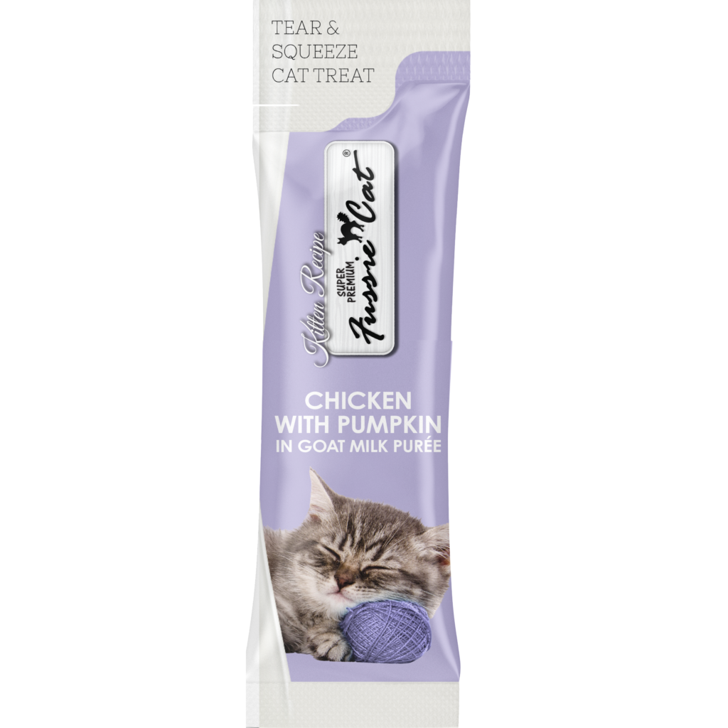 Fussie Cat Kitten Chicken with Pumpkin Goat Milk Purée lickable cat treat
