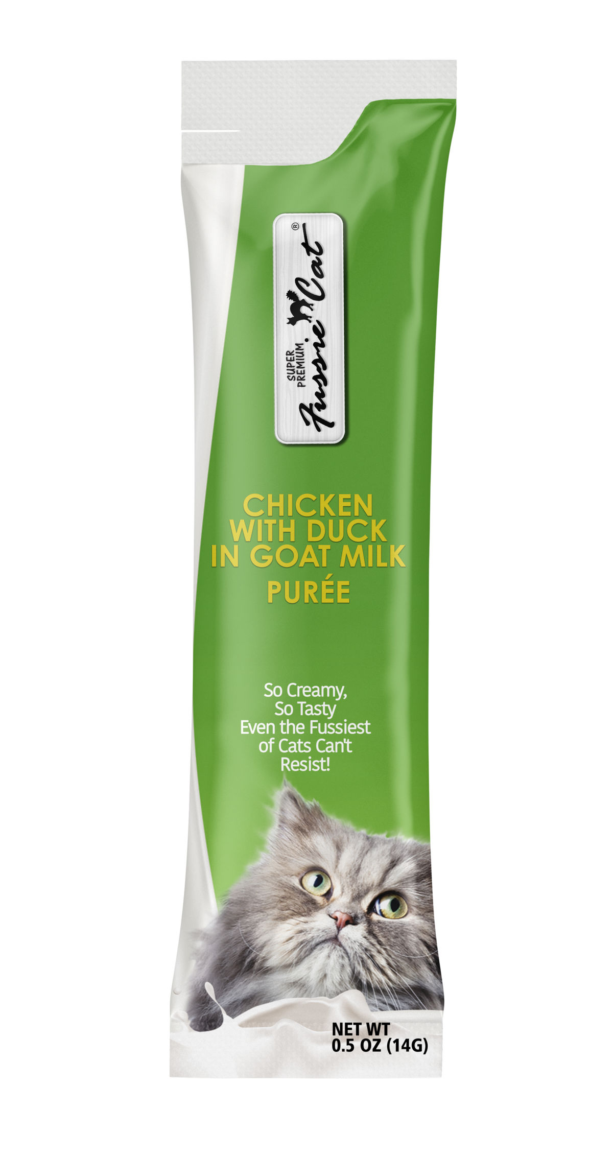 Fussie Cat Chicken with Duck Goat Milk Purée lickable cat treat