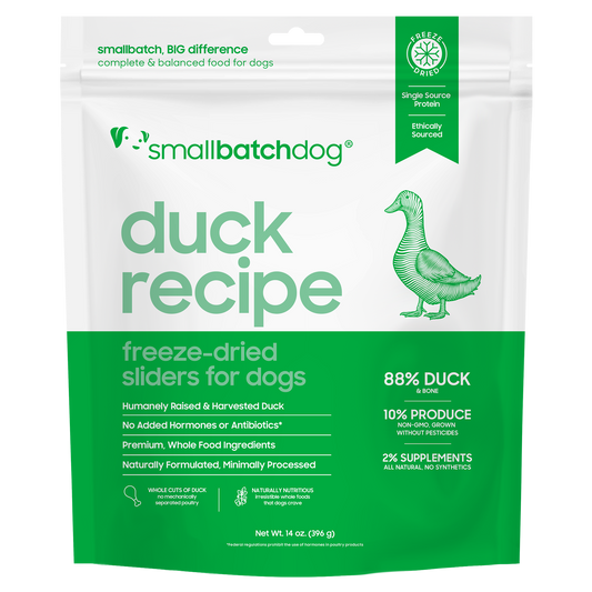 Smallbatch Freeze Dried Raw Duck Sliders 14oz bag