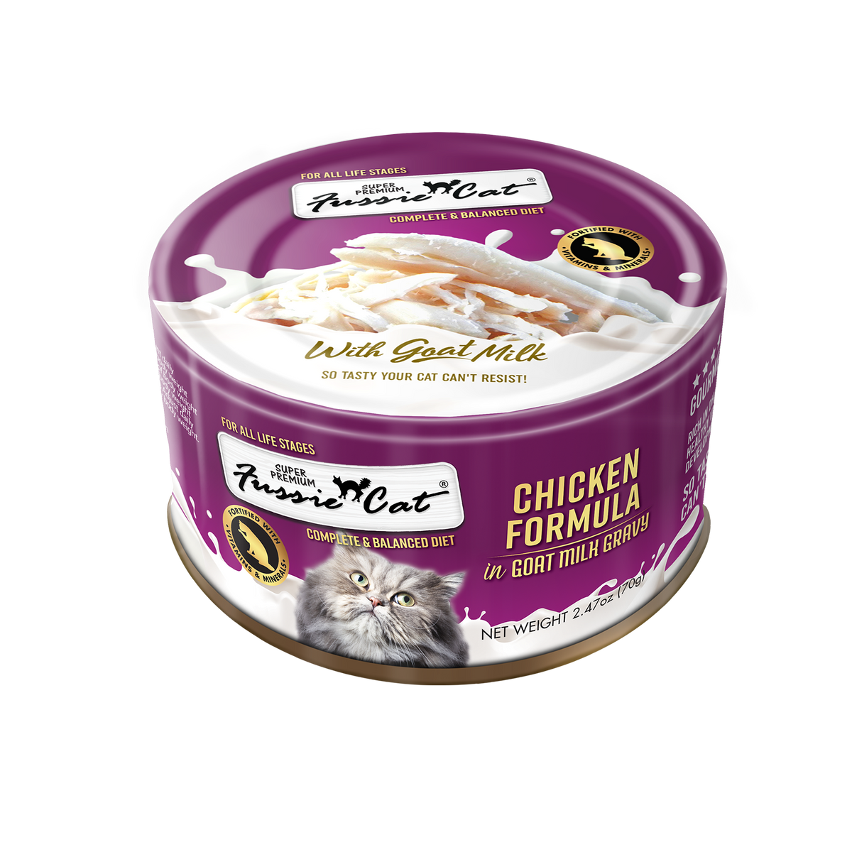 Fussie Cat Chicken in Goat Milk Gravy can