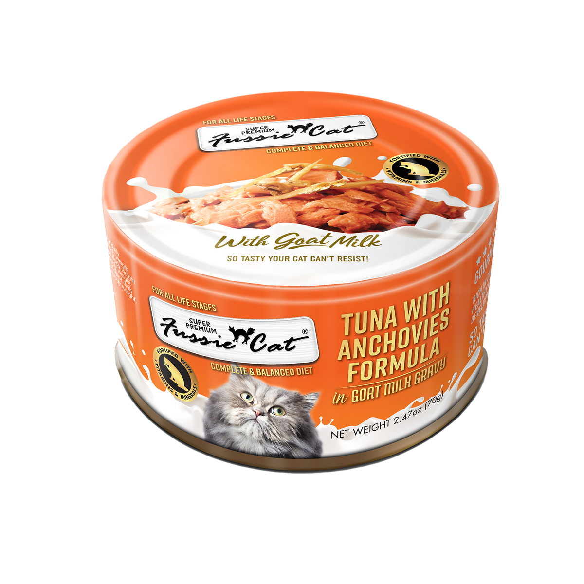 Fussie Cat Premium Tuna with Small Anchovies in Goat Milk Gravy - 2.47 oz