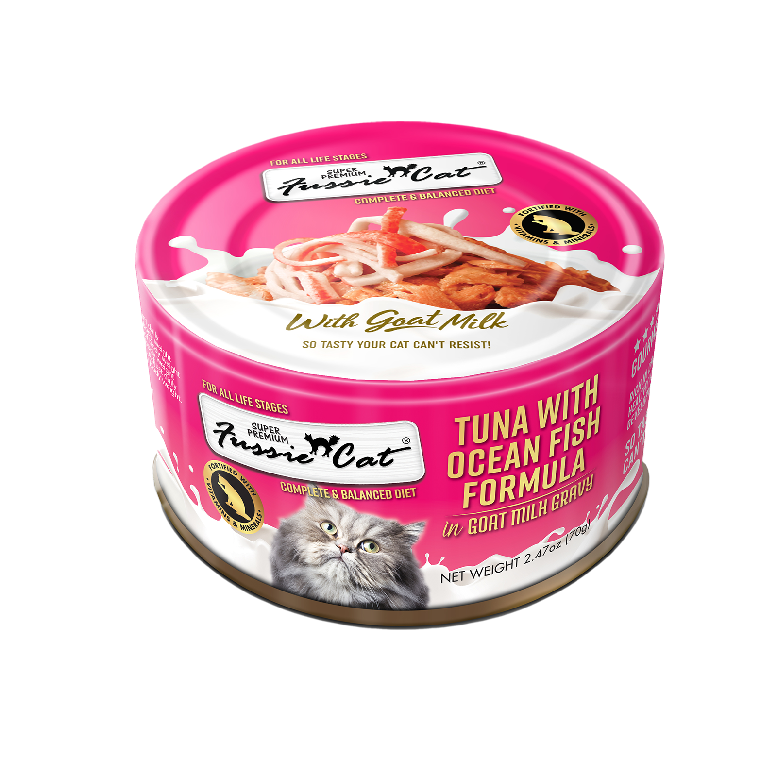 Fussie Cat Premium Tuna with Ocean Fish in Goat Milk Gravy - 2.47 oz
