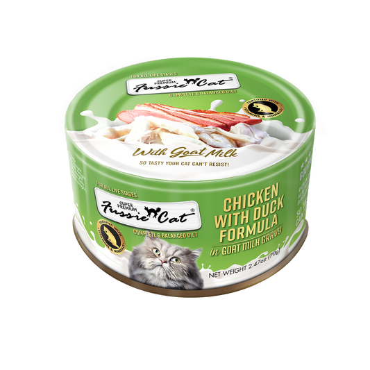 Fussie Cat Chicken with Duck in Goat Milk Gravy 2.47oz can