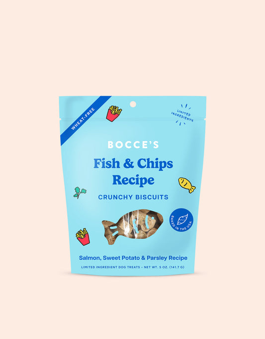 Bocce's Bakery Fish & Chips Crunchy Dog Treats 5oz