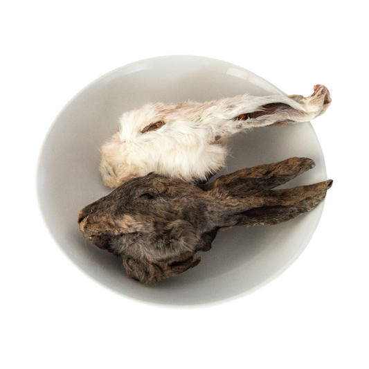 Rabbit head dog chews