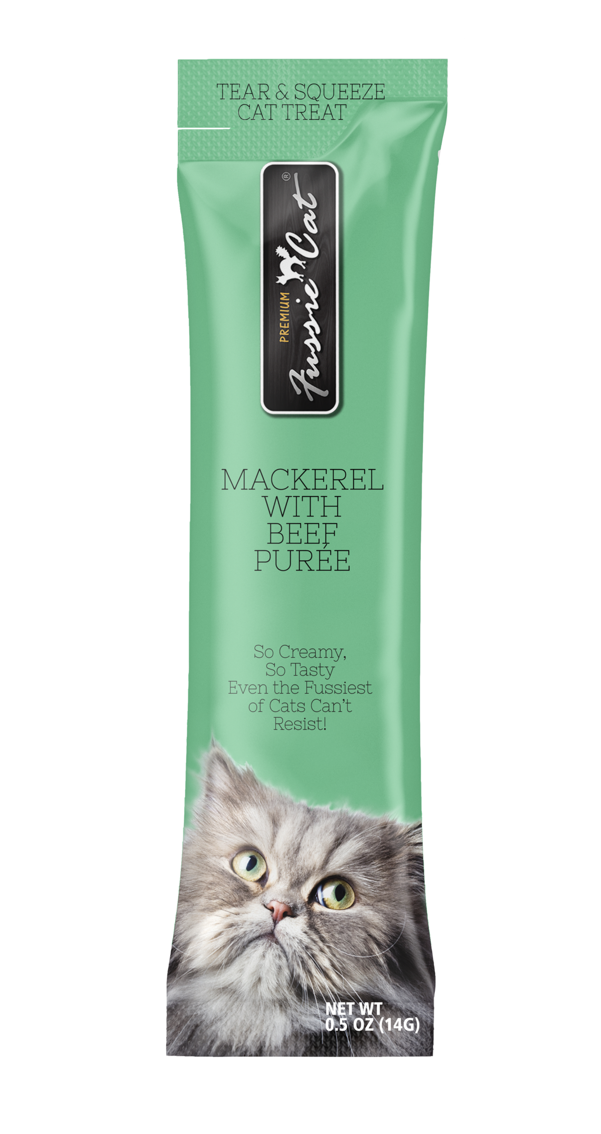 Fussie Cat Mackerel with Beef Purée lickable cat treat