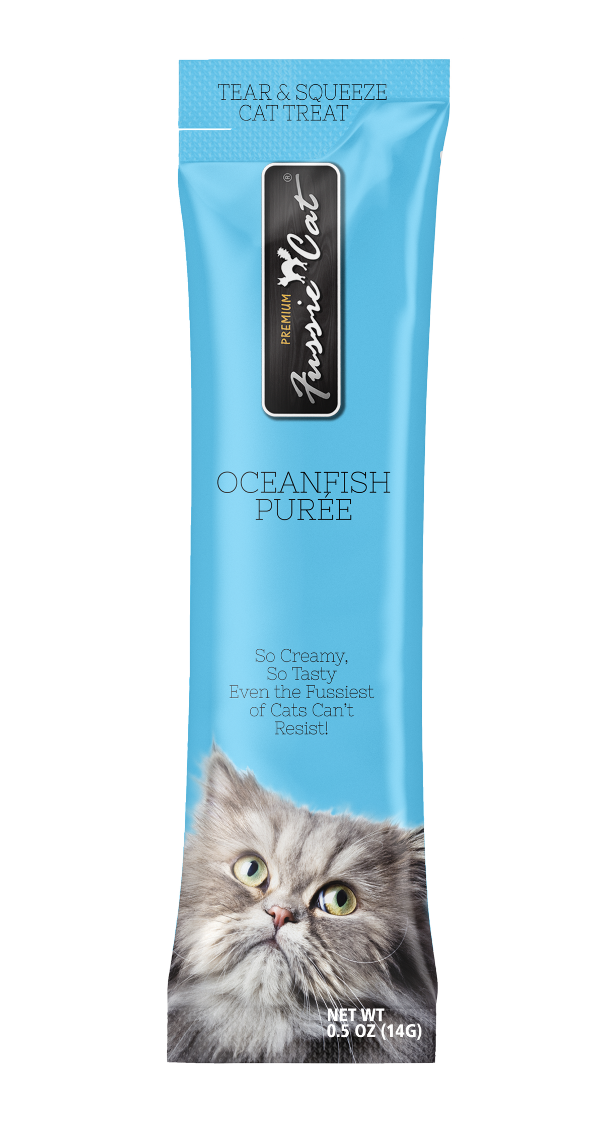 Fussie Cat Oceanfish Purée lickable cat treat