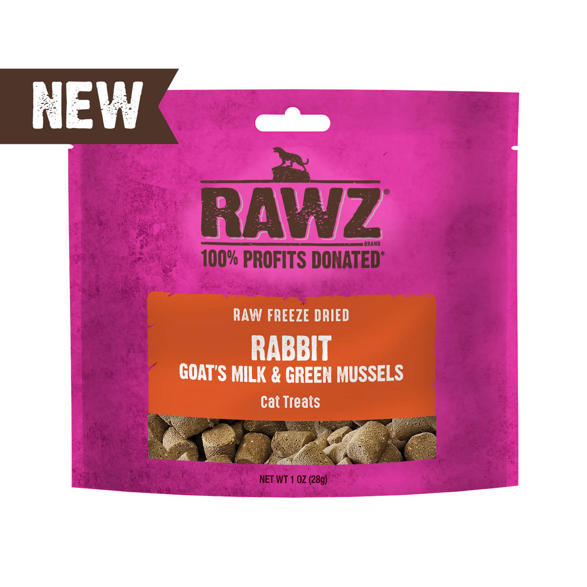 RAWZ Freeze-Dried Rabbit, Goat's Milk & Green Mussels Cat Treats - 1 oz