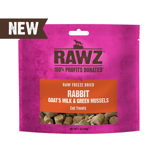 RAWZ Freeze-Dried Rabbit, Goat's Milk & Green Mussels Cat Treats - 1 oz