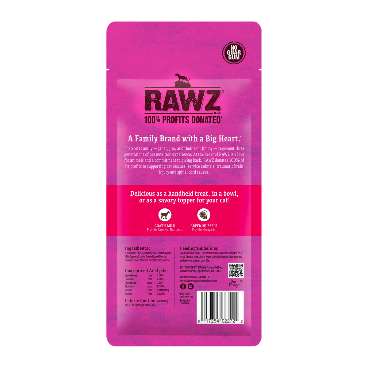 RAWZ Lickable Cat Treats Tuna & Salmon - back
