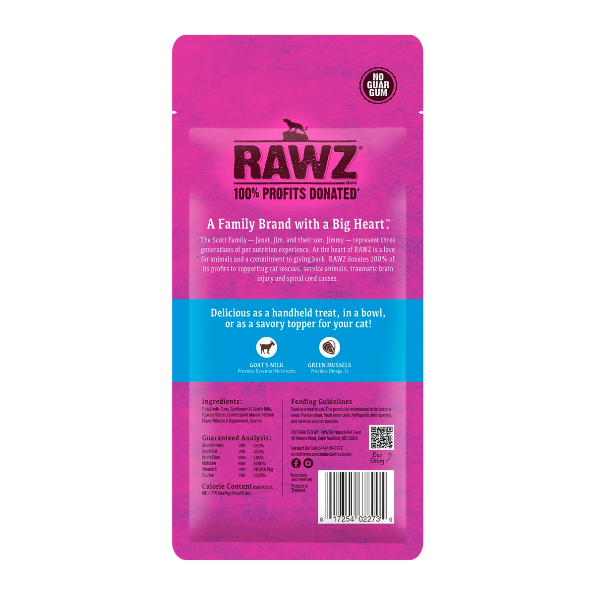 RAWZ Lickable Cat Treats Tuna - back