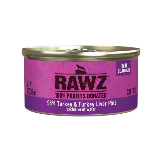 RAWZ 96% Turkey & Turkey Liver Pâté Cat Food 3oz