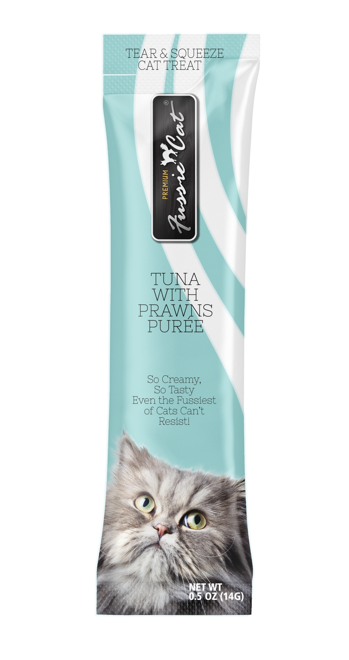 Fussie Cat Tuna with Prawns Purée lickable cat treat