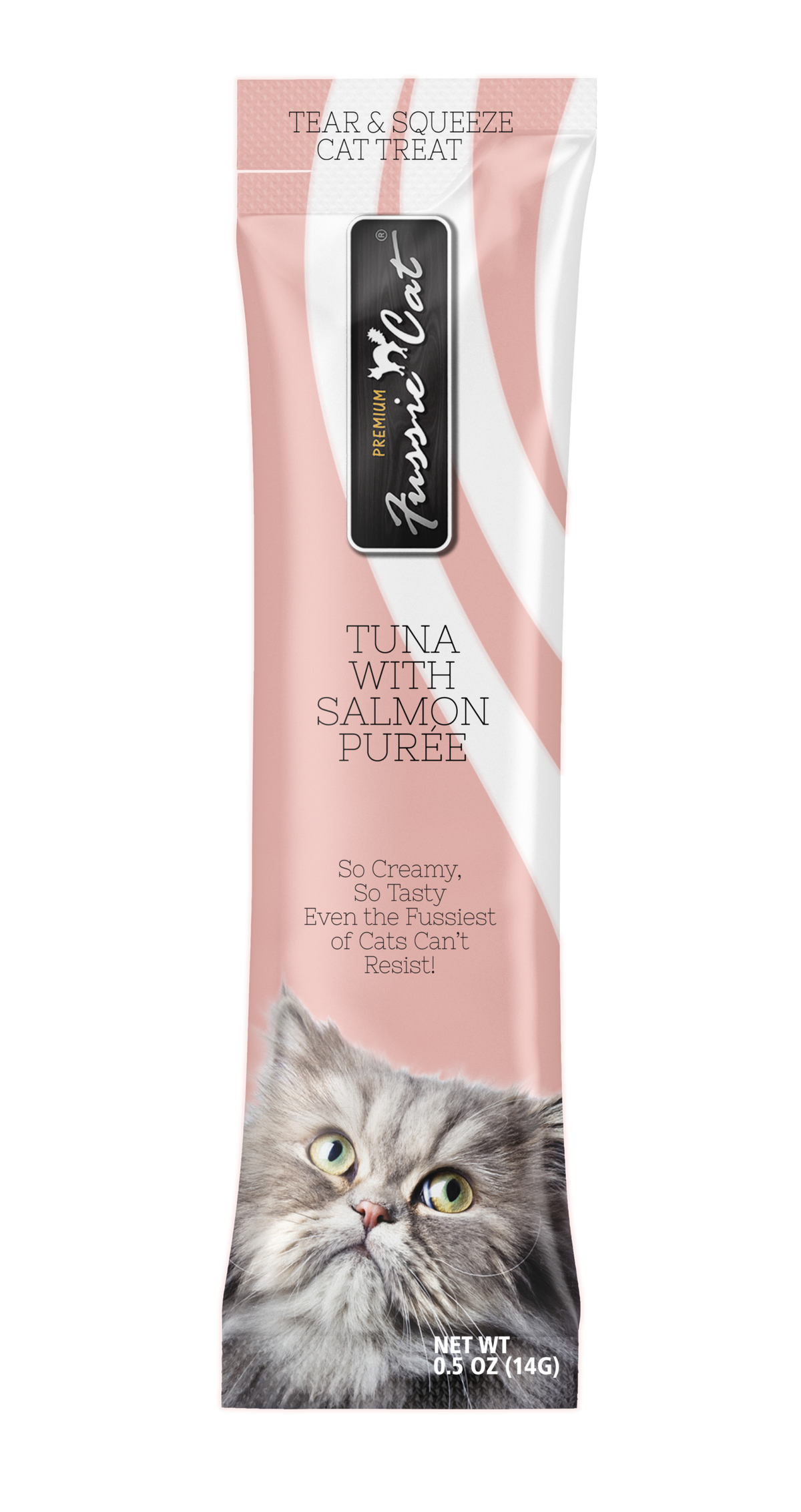 Fussie Cat Tuna with Salmon Purée lickable cat treat
