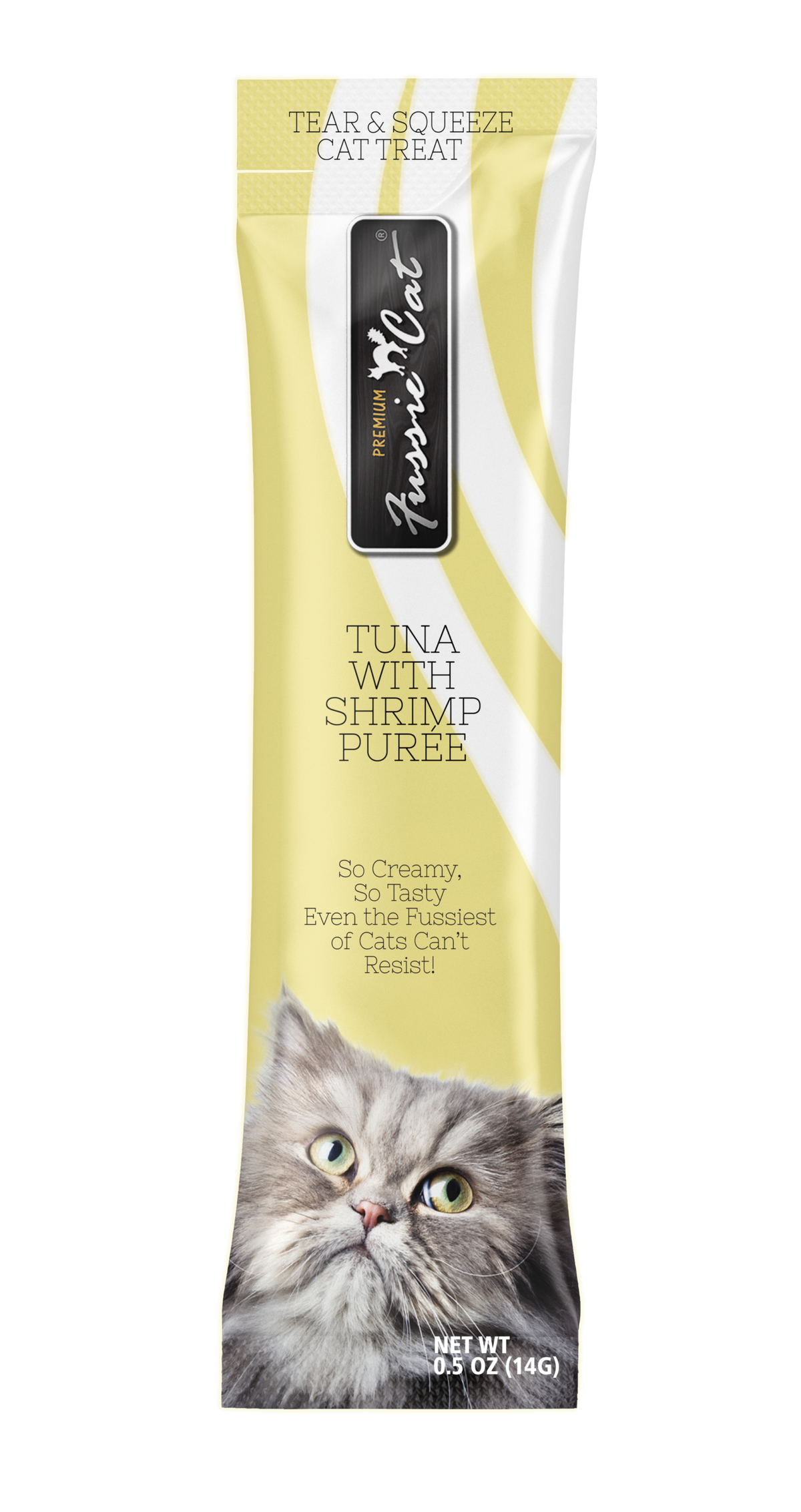 Fussie Cat Tuna with Shrimp Purée lickable cat treat