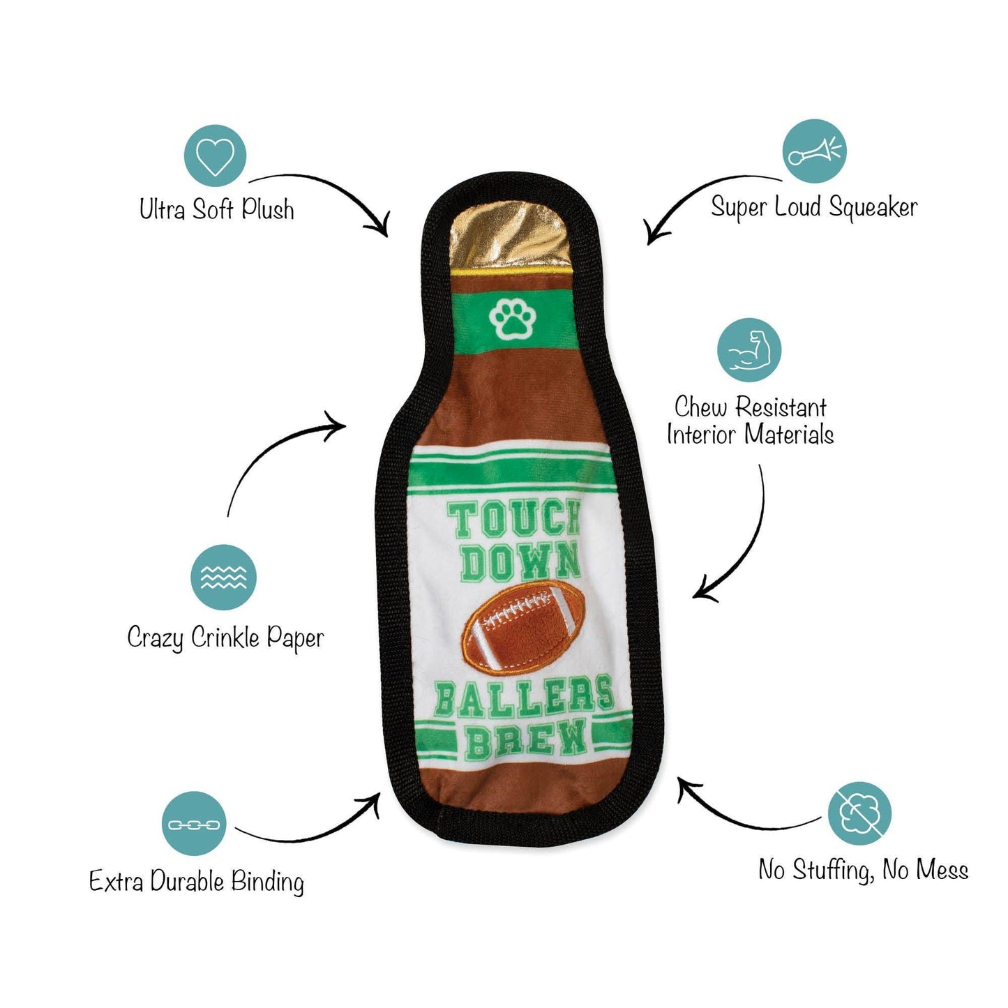 TAILGATES AND TOUCHDOWNS DURABLE PLUSH DOG TOY
