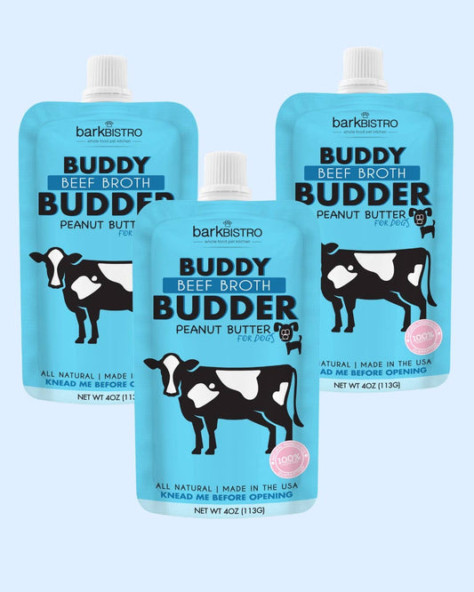 Dog Peanut Butter - 4oz Squeeze Packs Beef Broth Budder