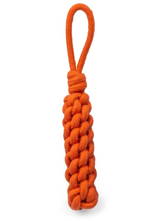 ThoozyPet Knotted Stick Rope Dog Toy with Handle Orange 11"