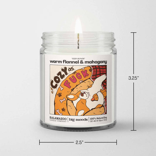 "Cozy as Fuck" warm flannel & mahogany -  Luxury Soy Candle