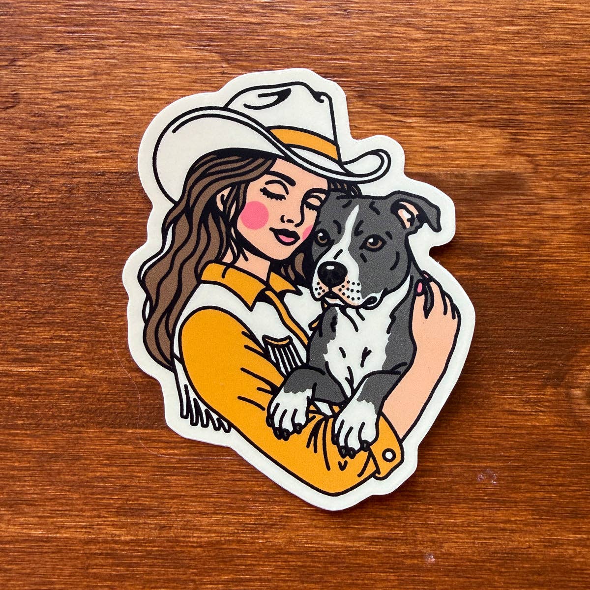 Pit Bull Cowgirl Sticker