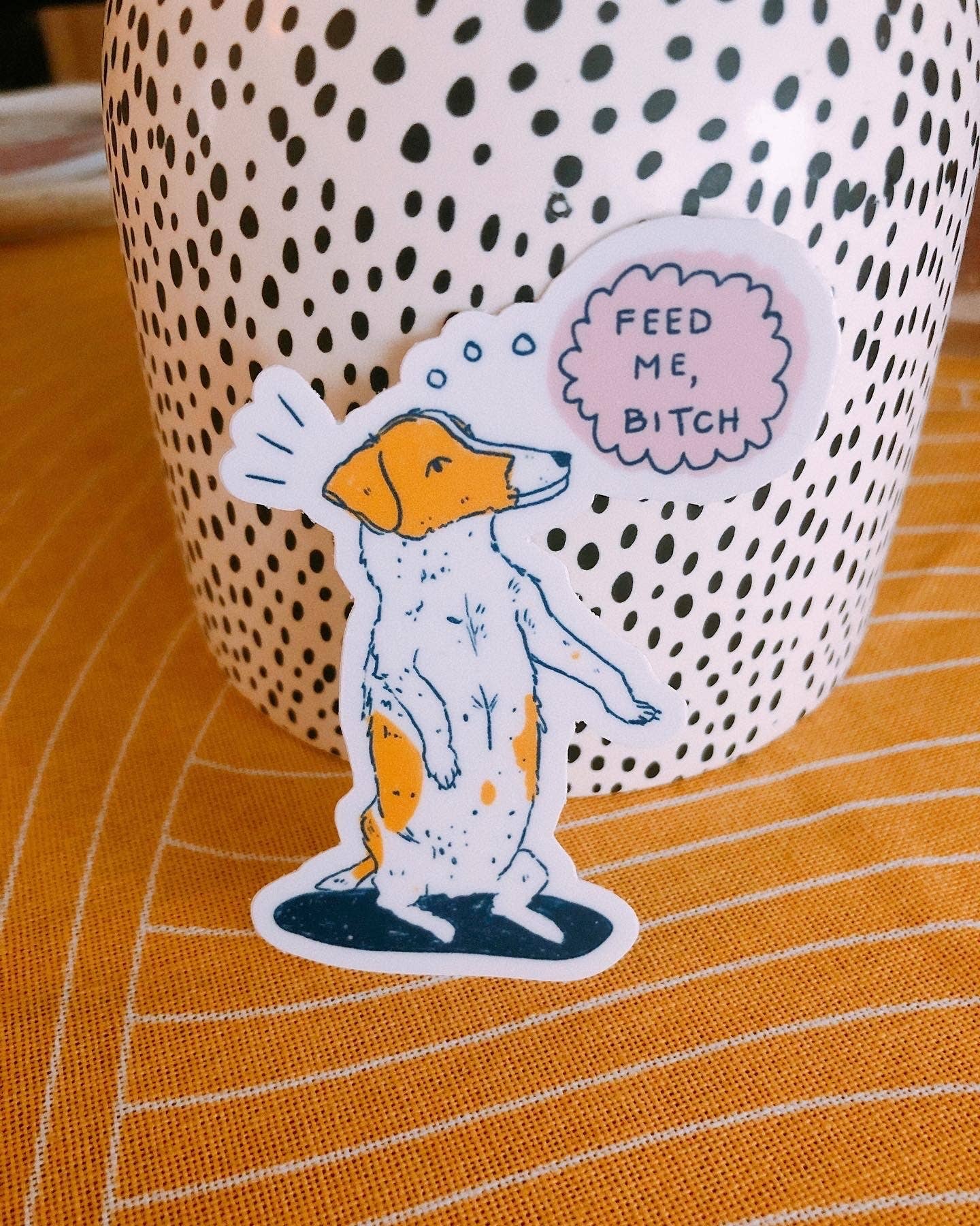 feed me Dog sticker