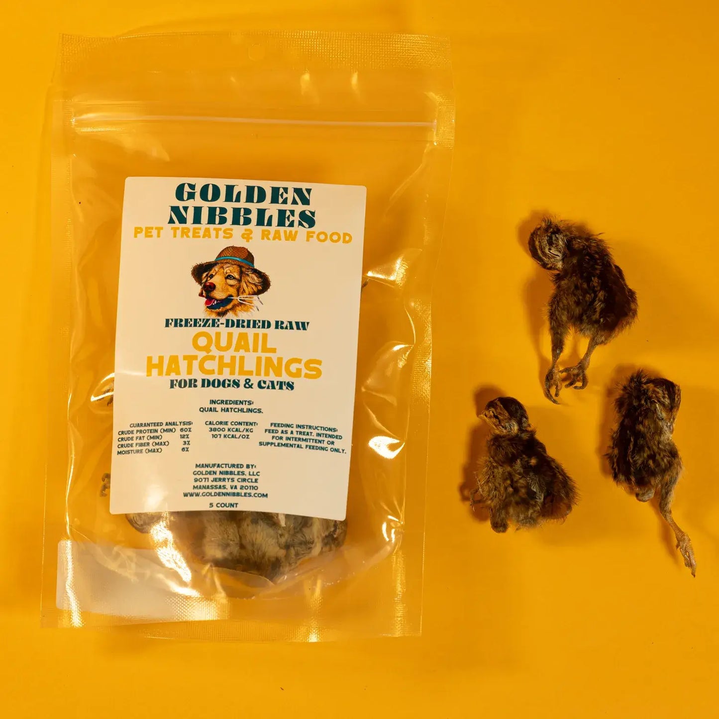 Bag of 5 Quail Hatchlings - Freeze-Dried Dog & Cat Treat