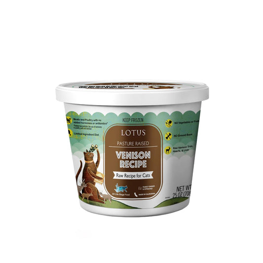 Lotus Pasture Raised Venison Recipe Frozen Raw Cat Food 25oz